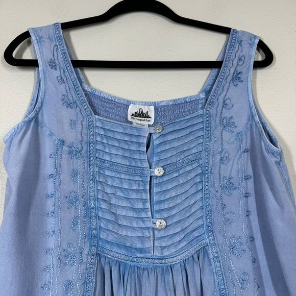 Metropolitan Tank Top Sleeveless Blue Embroidered Rayon Fairy Womens Size Medium - Picture 2 of 8